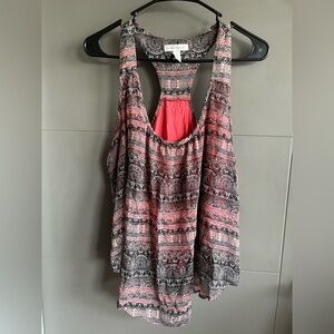 Ambiance Pink and Black Patterned Racerback Tank Top